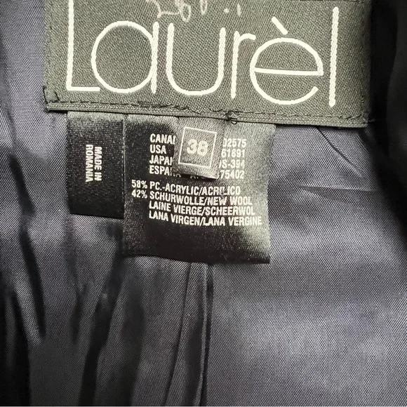 Laurel by ESCADA Plaid Blue Wool 2 Piece Skirt Suit Size 38 - Picture 10 of 16